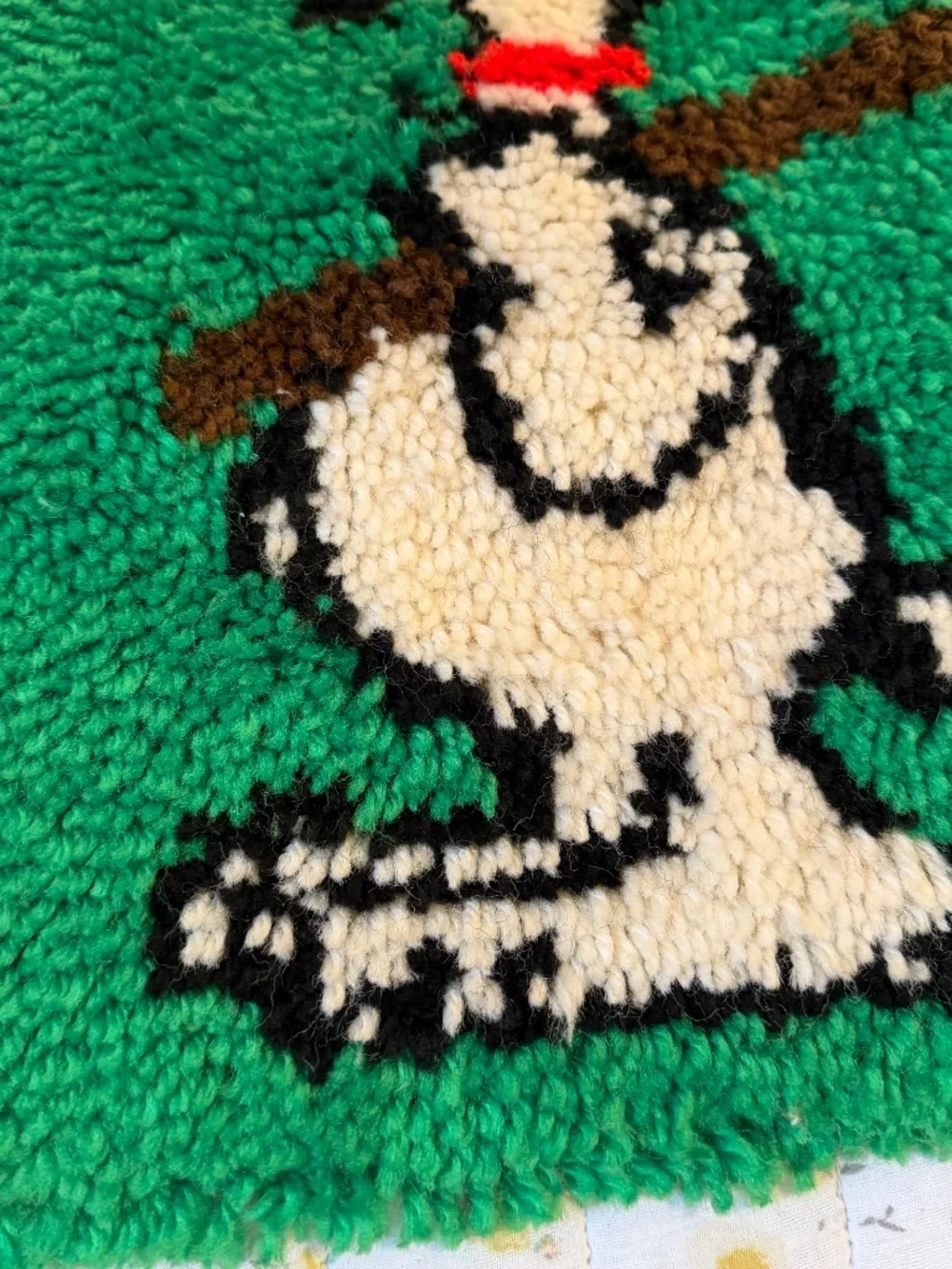 Vintage Snoopy Latch Hook Rug Completed Peanuts 26x20